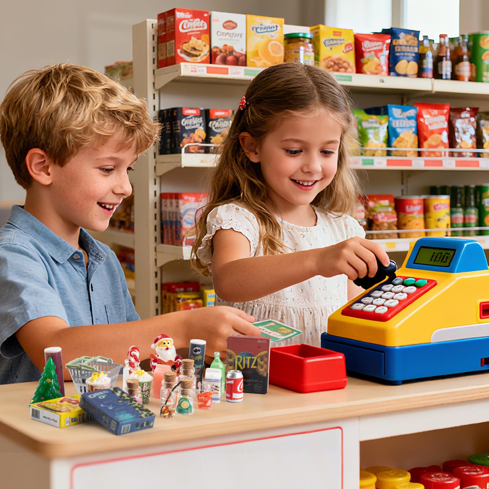 WEVOL Calendario Adviento 2025 Miniaturas para Casa de Muñecas, 24 Piezas Juguetes Miniatura Set de Comida y Bebida, Calendario de Adviento de Juguete Regalos para Niños Mayores de 3 Años — view 8