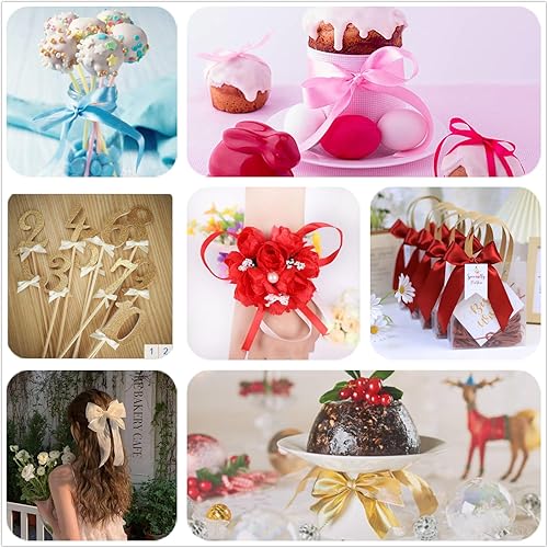 Miniatura 9 de Cinta de satén azul claro de 1 pulgada x 25 yardas, cinta de tela de color sólido para envolver regalos, fabricación de lazos para el cabello, ramos