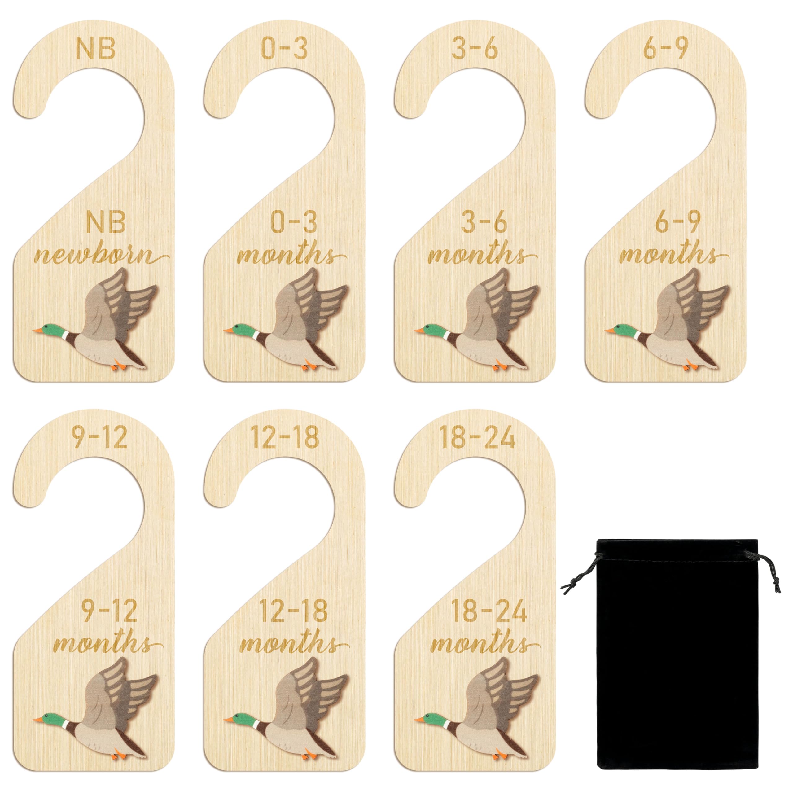 R HORSE 3D Wooden Baby Closet Dividers - 8Pcs Mallard Duck Baby Closet Organizer Double-Sided Newborn Clothes Size