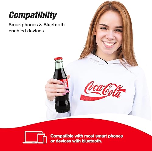 Miniatura 5 de Altavoz Bluetooth oficial en forma de botella Coca-Cola - Altavoz inalámbrico portátil con Bluetooth 5.0, graves profundos, entrada AUX, batería de