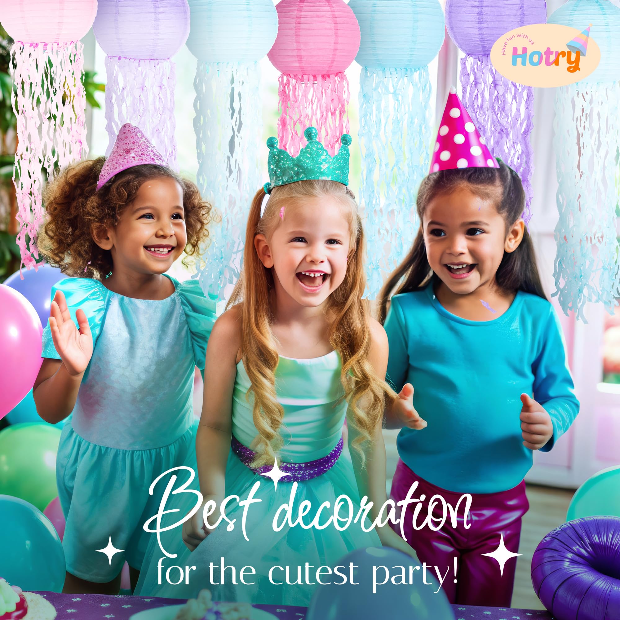 12 pcs Beautiful Paper Lanterns Christmas Presents - Under The Sea Party Decorations - Pastel Colors, Elegant Design - Mermaid Birthday Decorations - Adorable Paper Lanterns Party Decorations