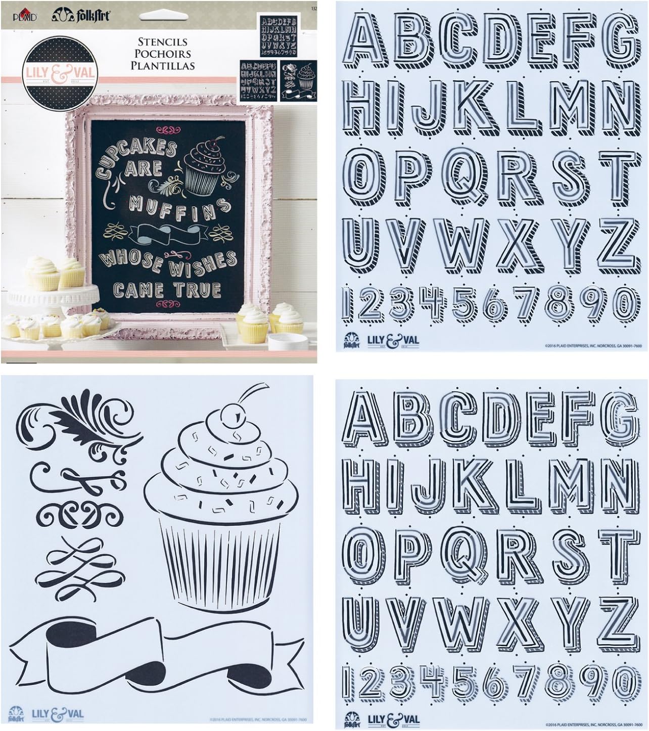 FolkArt Cupcakes Lily & Val Stencil Pack
