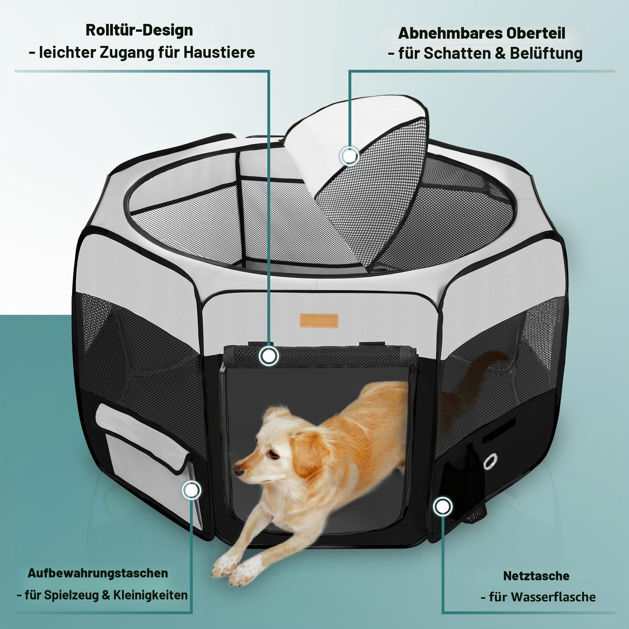 Hunde-Laufstall, Tragbarer Haustier-Laufstall für Katzen, Welpen, Kaninchen, Hühner, faltbares großes Fassungsvermögen, Haustierzelt für Indoor/Outdoor, Reisen, Camping