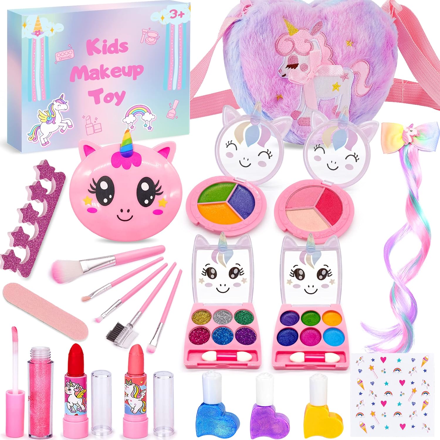 Lubibi Unicorn Makeup Sets For Girls, 21PCS Kids Washable Make Up