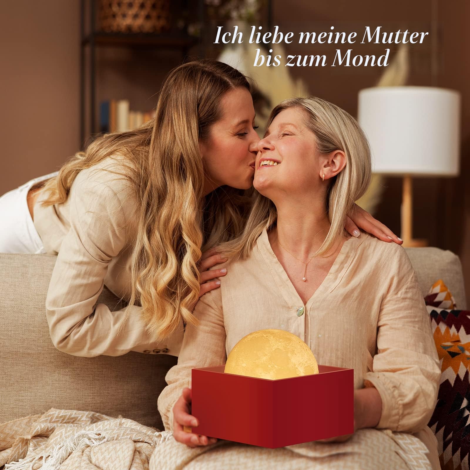 Mydethun 2025 Geschenke für Weihnachten Aktualisieren 16 Farben Mondlampe mit Holzsockel, 18cm LED 3D Mondlicht, Fernbedienung, Nachtlicht, Lampe für Kinder,Mädchen,Schlafzimmer,Heimdekoration