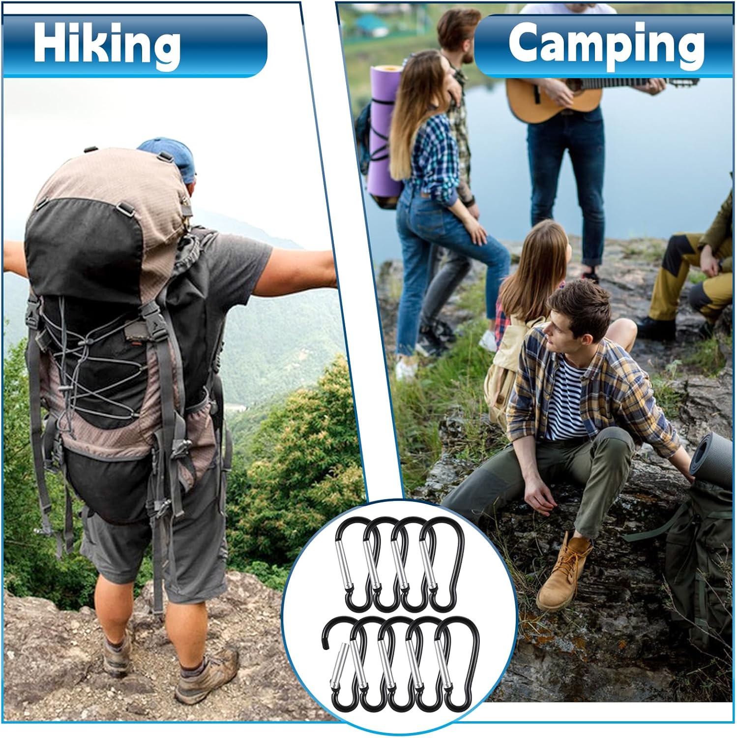 300 Pcs M5 Carabiner Clips, Heavy Duty Spring Snap Hook Bulk Aluminum Alloy Clip Quick Link Keychain for Hanging Camping Hiking Traveling Fishing Outdoor - Image 6