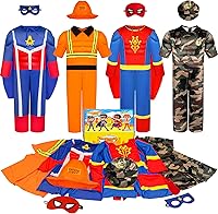 Teuevayl Boys Muscle Chest Dress Up Costumes Trunk: Superhero, Construction Worker, Military Outfits for Kids Ages 3-7 Pretend Play