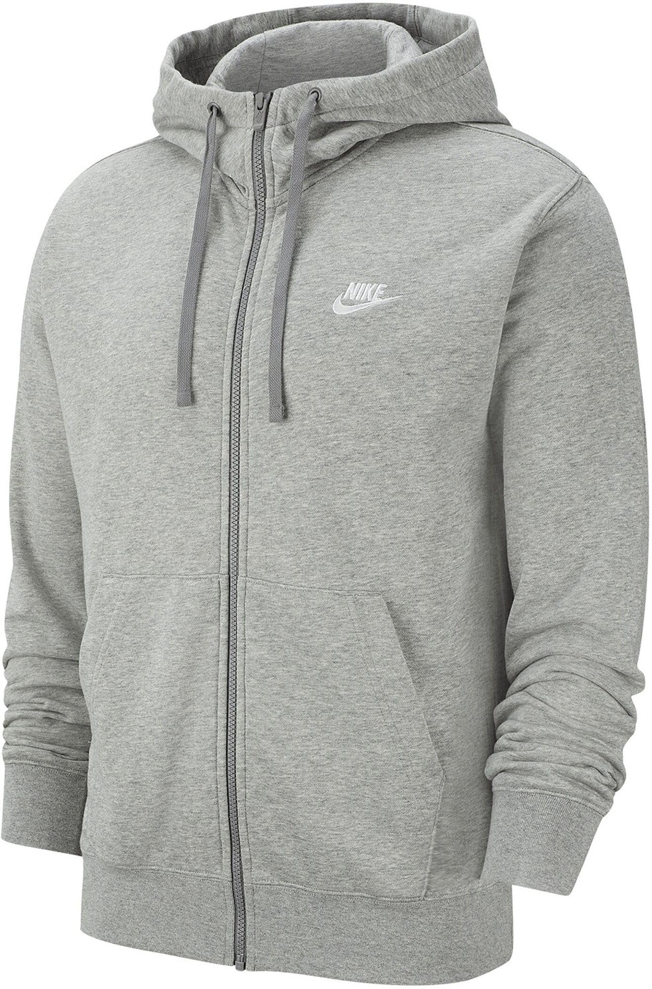 Nike M NSW Club Hoodie FZ Ft Sweatshirt, Hombre, Dk Grey Heather/​Matte Silver/​White, 2XL