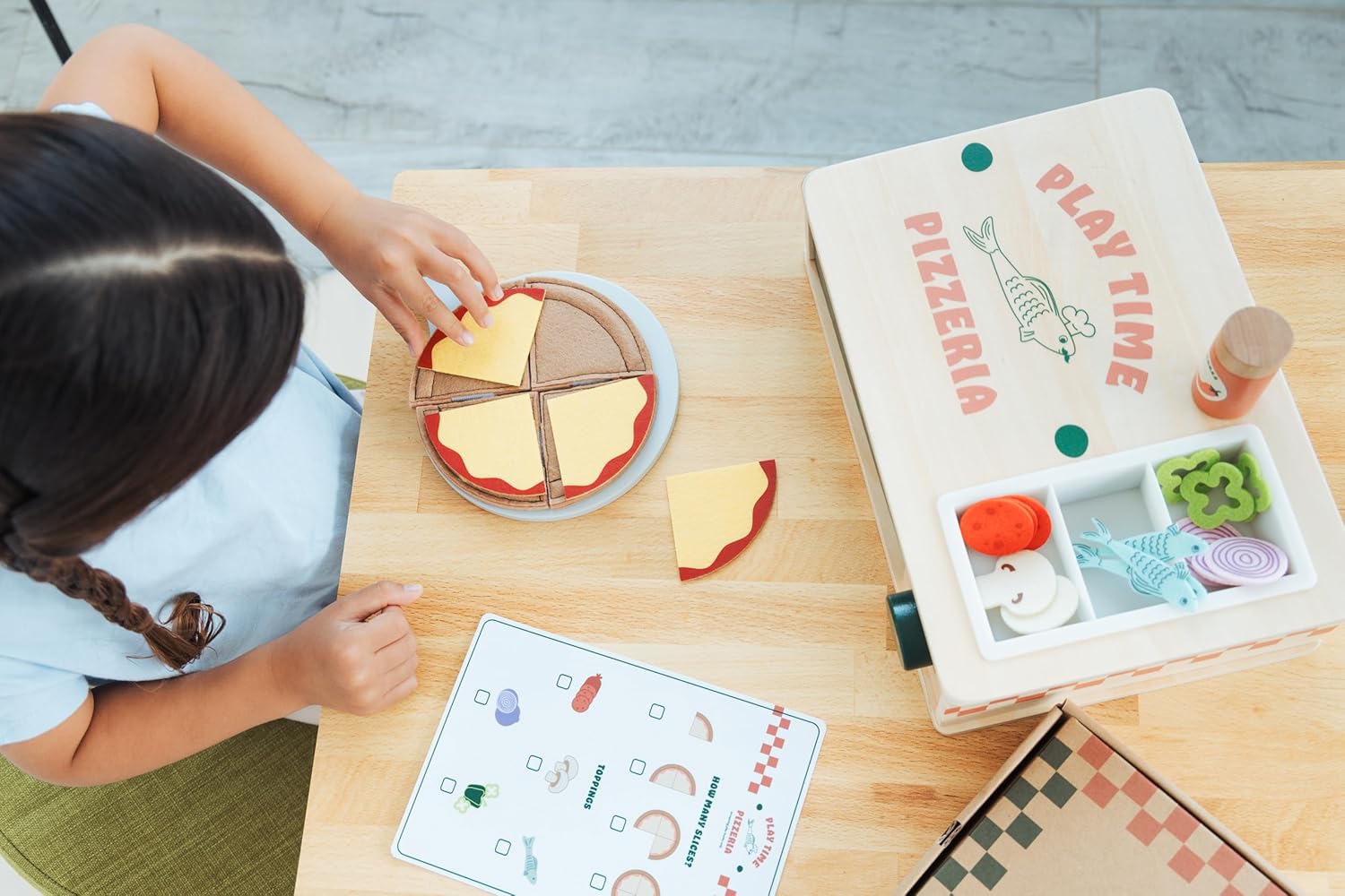 Pearhead 木製ピッツェリア モンテッソーリ ごっこ遊び用フードセット 38点 プレイキッチンアクセサリー 発達学習 おもちゃ