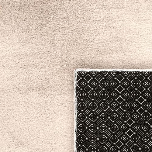Miniatura 4 de Paco Home Alfombra suave lavable en color beige crema acogedor antideslizante color sólido, tamaño 2'8" x 4'11"