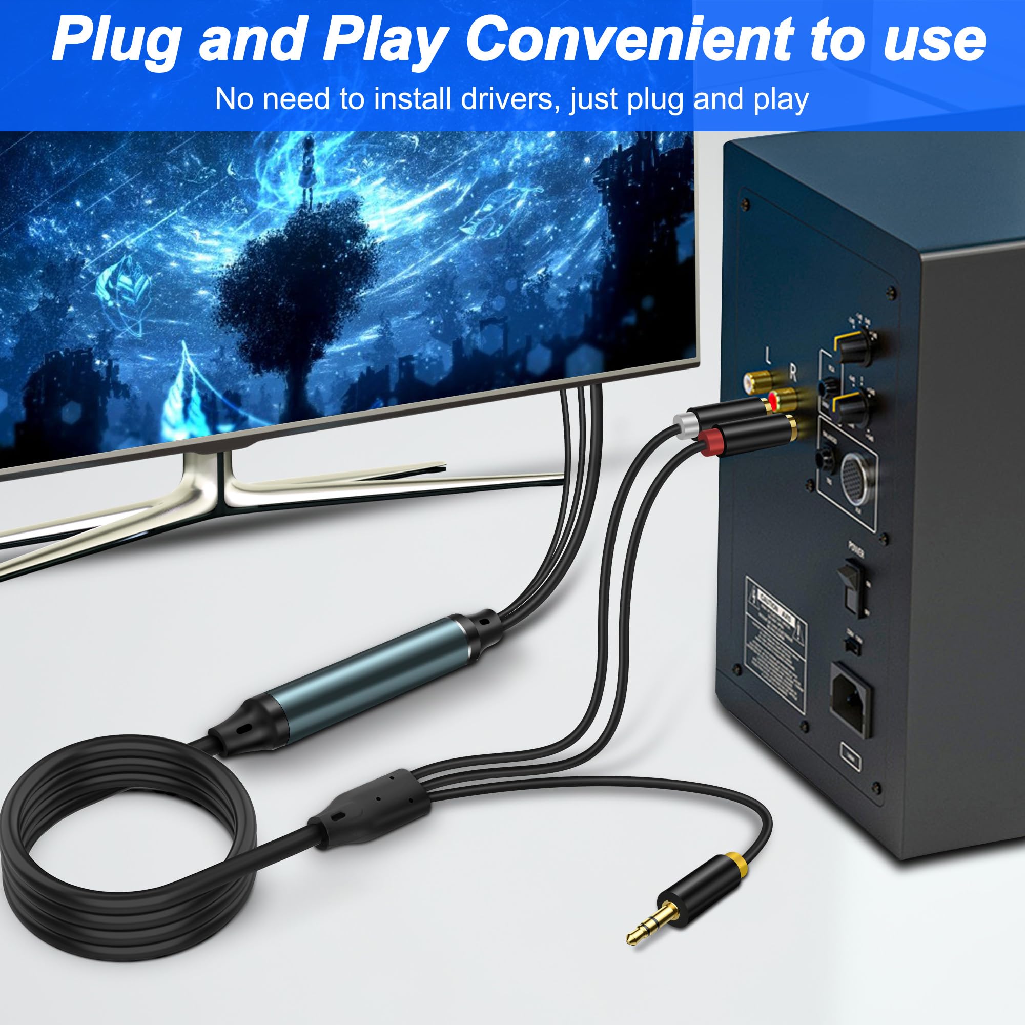 Optical Cable GINTOOYUN USB Fiber Optic Digital Analog Audio Cable