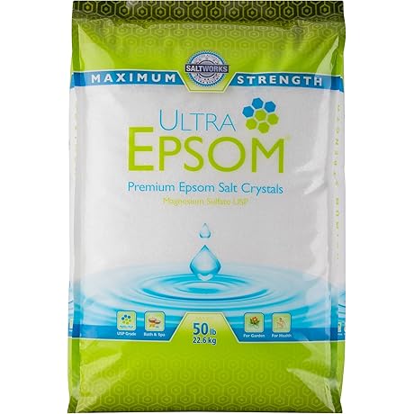 SaltWorks Ultra Epsom Bath Salt, Unscented, Medium Grain, 50 Pound Bag -...
