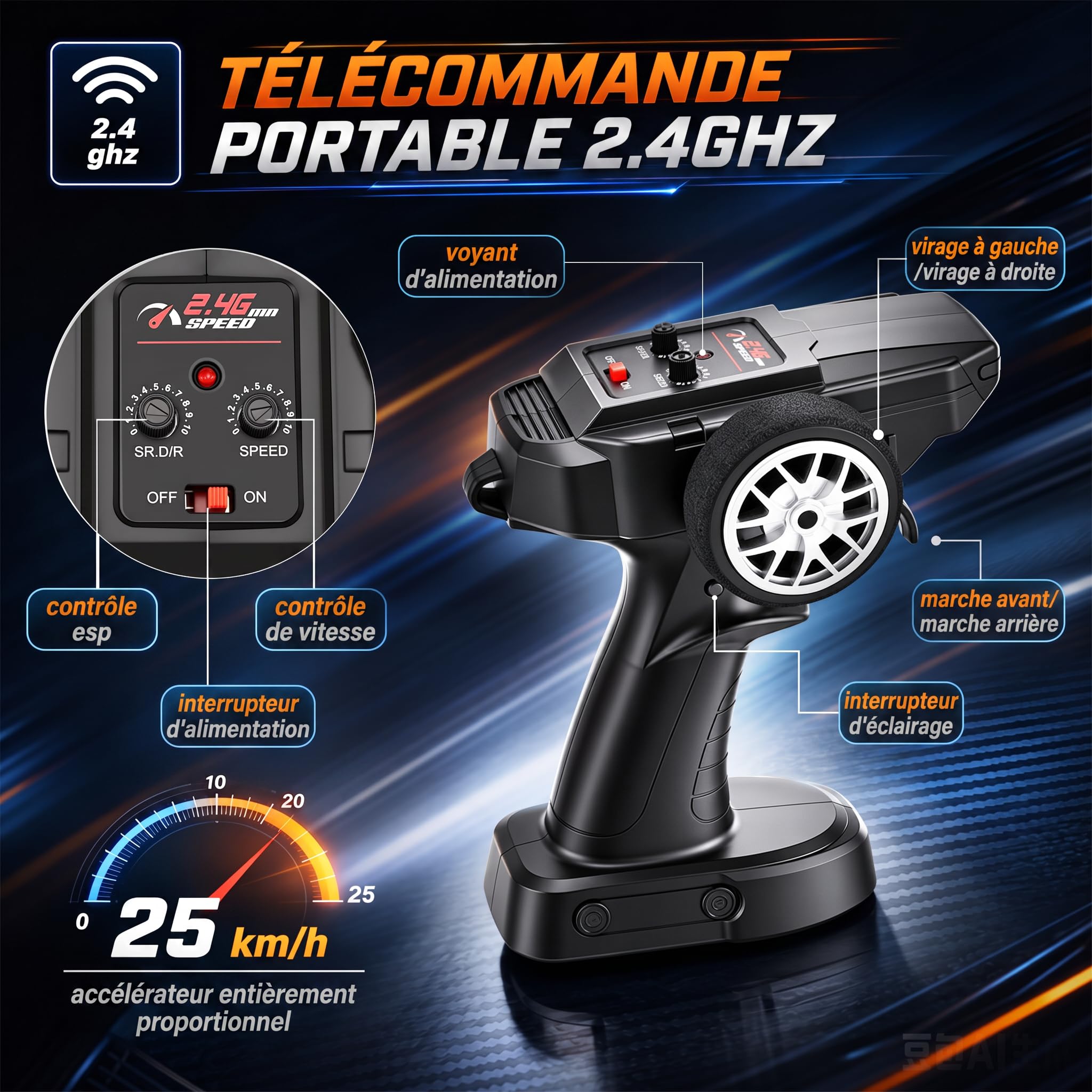 Voiture Télécommandée Lamborghini Huracán STO, Échelle 1:24 Officiellement Licenciée, Voiture Jouet Lambo Haute Vitesse 25 km/h Drift RC avec Lumière LED, Modèles 2.4GHz pour Garçons Filles Adultes