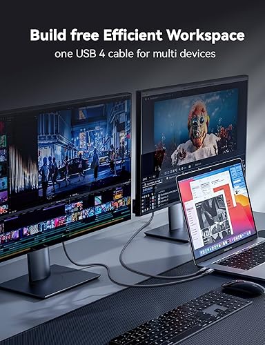 Miniatura 7 de Cable USB 4 V2 de 80 Gbps para Thunderbolt 4 de 3.3 pies, PD 3.1 240 W, cable de transferencia de datos USB C de carga rápida, monitor de video dual