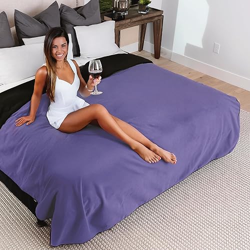 Waterproof Blanket Large – No Mess Soft and Cozy Waterproof Throw Blanket Against Accidents, Spill & Stain Proof Easy to Clean Splash Blanket Cover, Reversible Purple/Black 80”x90” - Nasty Purple / Deep Black - 80x90 inch