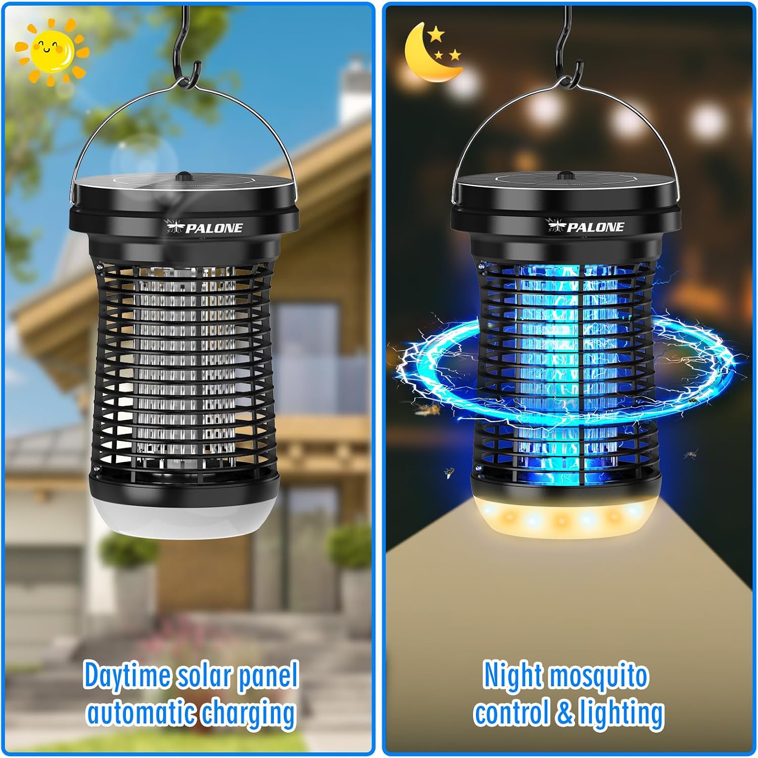 PALONE Solar Bug Zapper automatic charging and night operation