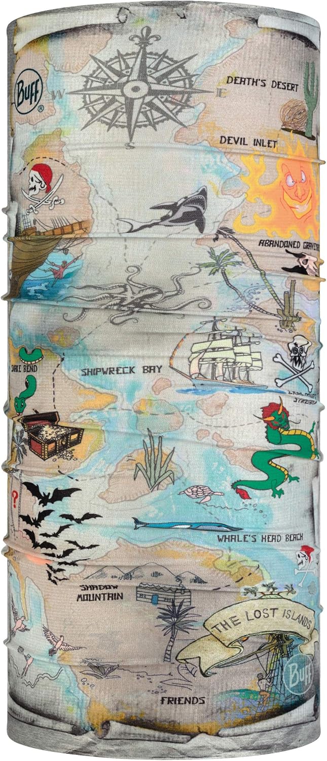 BUFF Multifunctional Neckwear Kids CoolNet UV Insect Shield Protection Worn 12+ Ways, Treasure Map : Clothing, Shoes & Jewelry