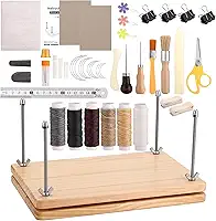 Yoption 53 kits de encadernação de livros, prensa de livros de madeira 29 x 19 cm, materiais de encadernação de livros com pasta de osso, furador, agulhas, linha encerada para encadernação de livros
