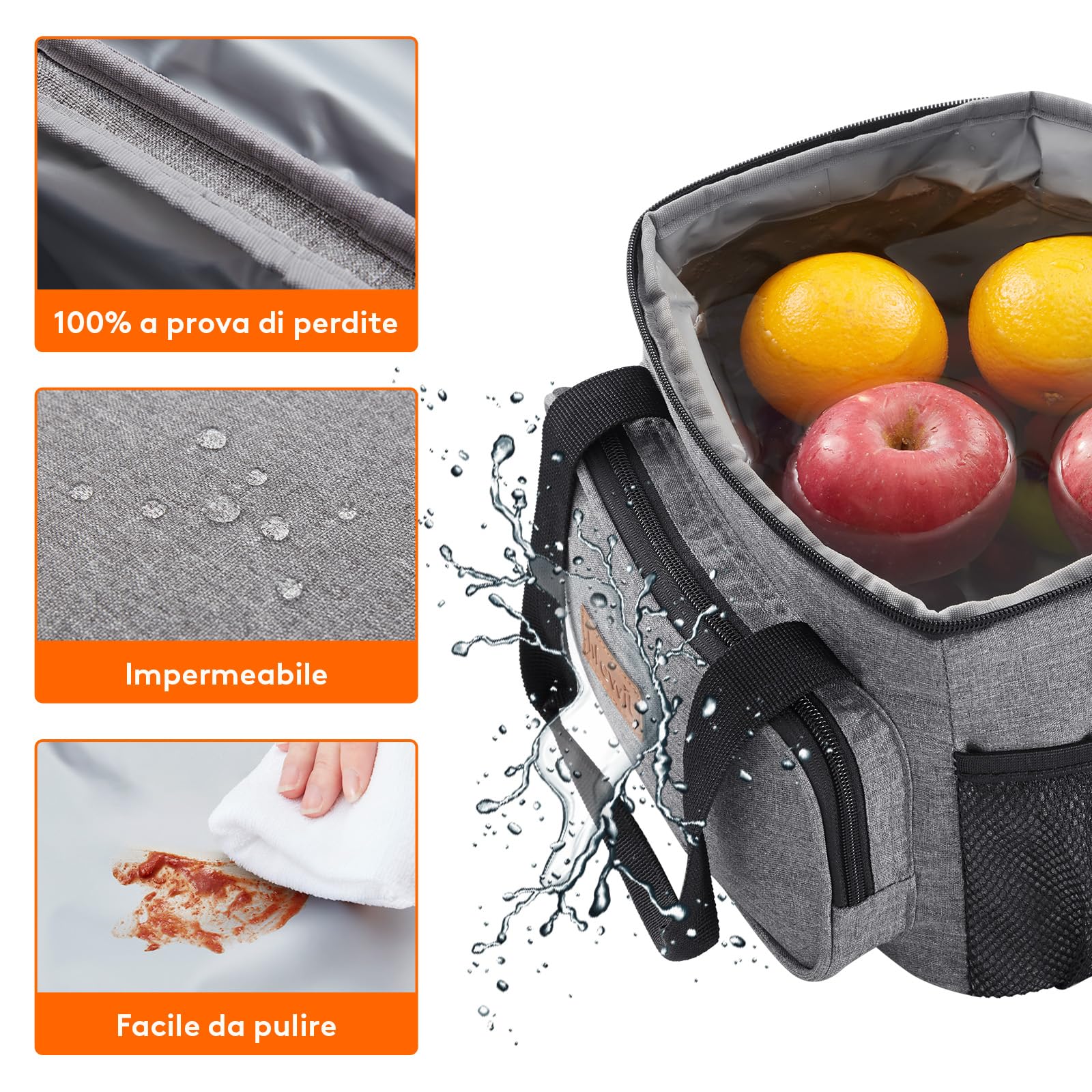 Lifewit Borsa Termica Porta Pranzo 8.5L(12 Lattine), Piccola Borse Frigo Pranzo Ufficio per Uomo e Donna, Lunch Bag per Lavoro, Mare, Viaggio, Spiaggia, Grigio
