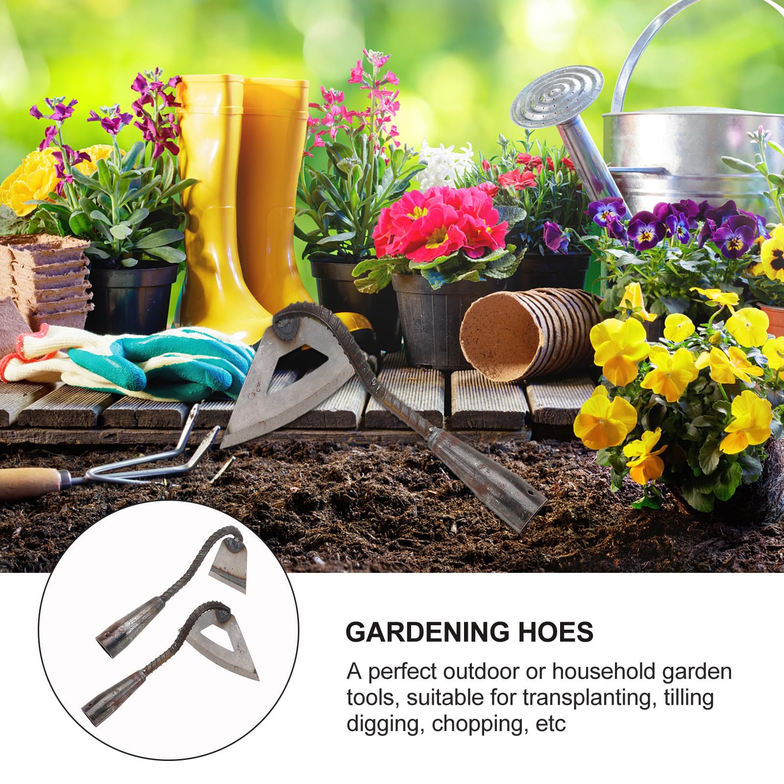 iplusmile 2 Azadas Agrícolas de Acero Manganeso para Jardinería y Deshierbe al Aire Libre, Prácticas y Fáciles de Usar, Ideales para Cultivo y Excavación
