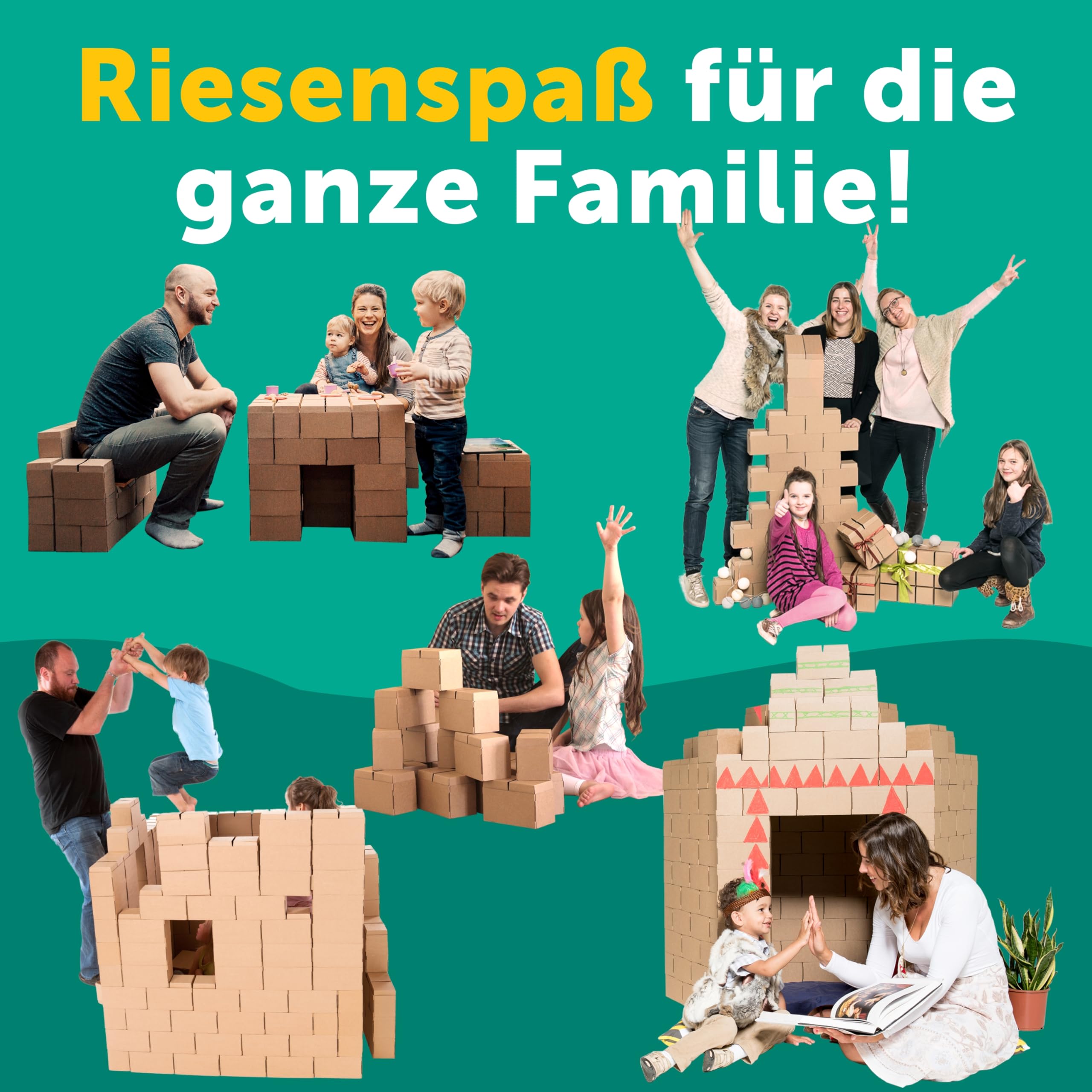 Gigi Bloks XXL Gr. 100 Stapelbare und Ineinandergreifende XXL Bausteine Kinder | Robuste Klemmbausteine Groß & Leicht Montierbare Bauklötze Groß | Konstruktionsspielzeug für Jungen & Mädchen