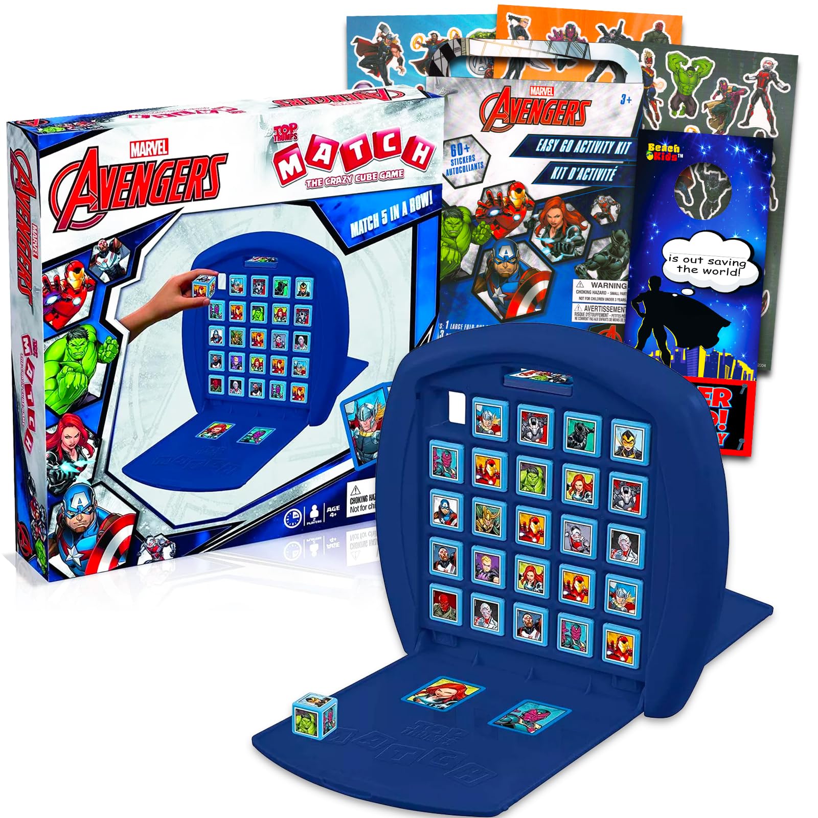 Avengers Matching Game Set - Avengers Party Supplies Bundle with Marvel Avengers: The Crazy Cube Matching Game Set for Kids, Marvel Avenger Stickers, and More | Marvel Board Games