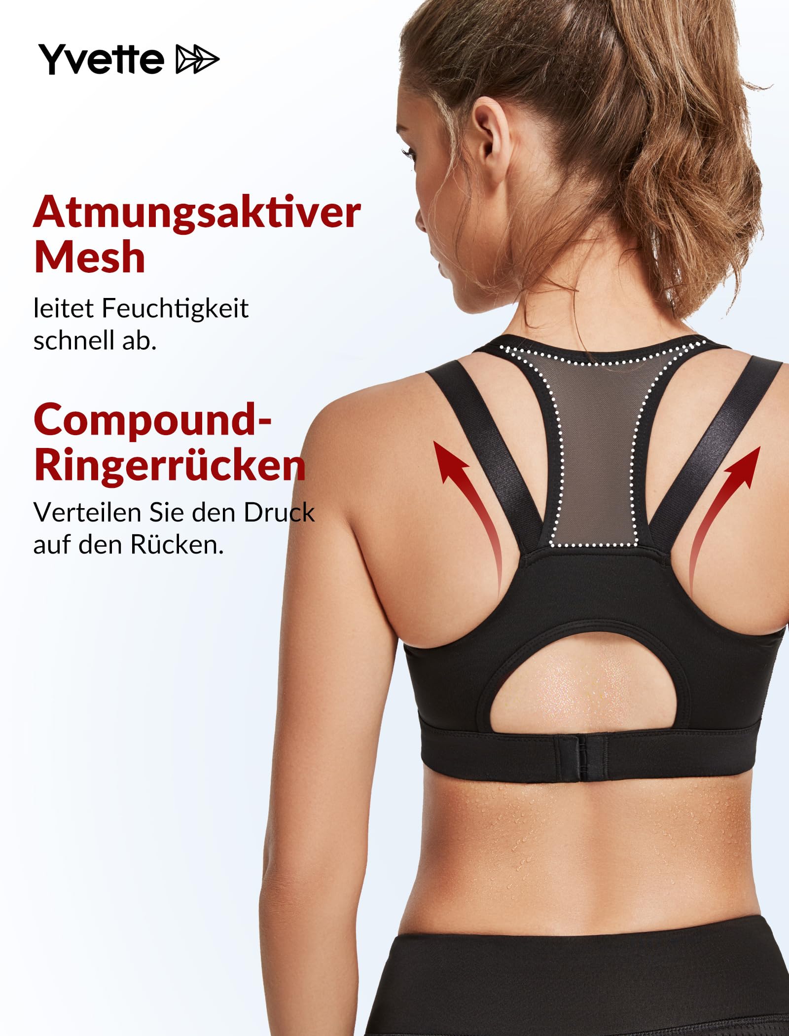 Yvette Reggiseno Sportivo da Donna Chiusura Anteriore Supporto Forte Doppie Cinghie Seni Grandi Schiena da Corsa Imbottita per Il Fitness Yoga Corsa Jogging