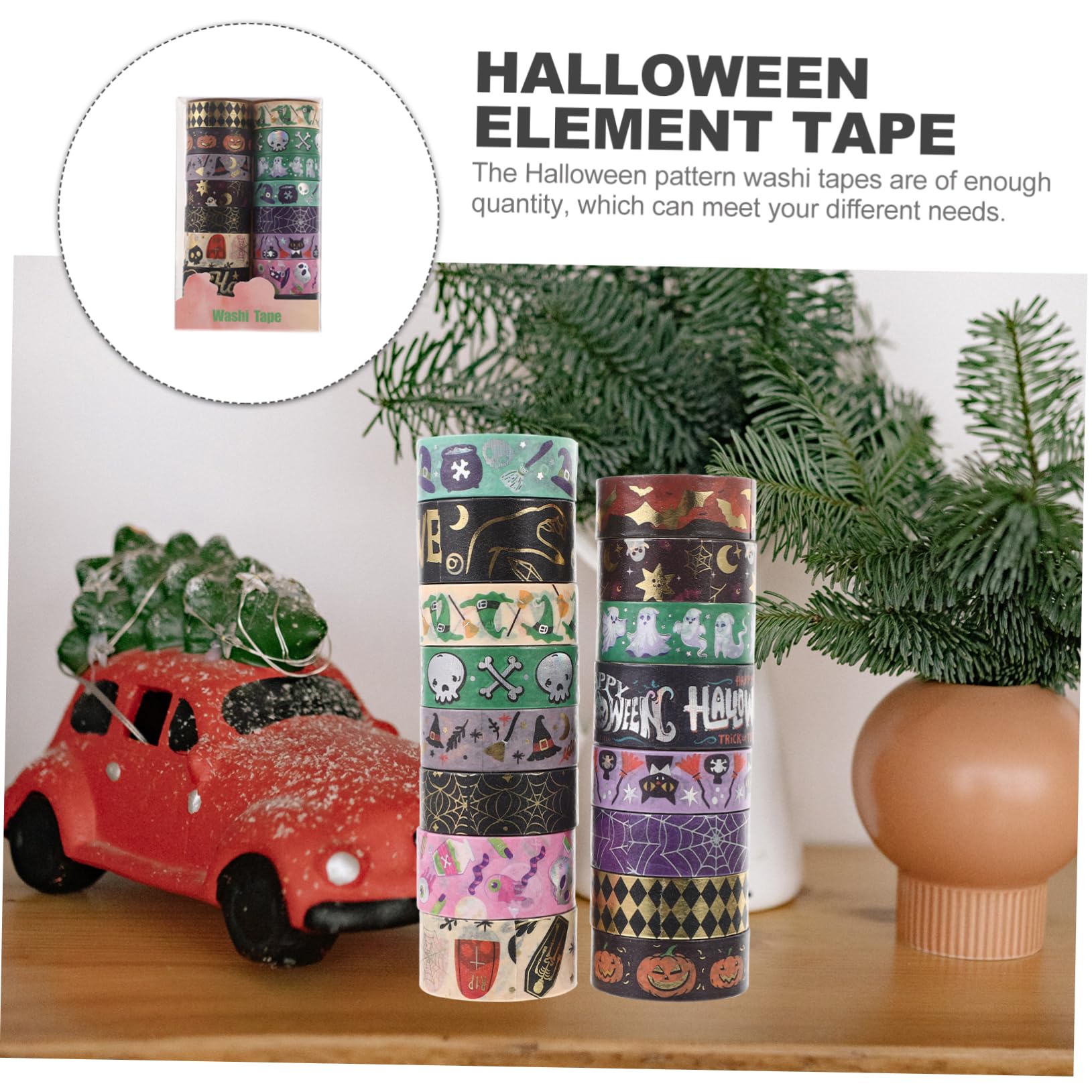 DOITOOL 5 Ensembles Ruban Adhésif Décoratif Halloween Washi Tape Avec Motifs Élégants Pour Scrapbooking Et Bricolage Pour Journaling Et Créatifs 16 Rouleaux*5