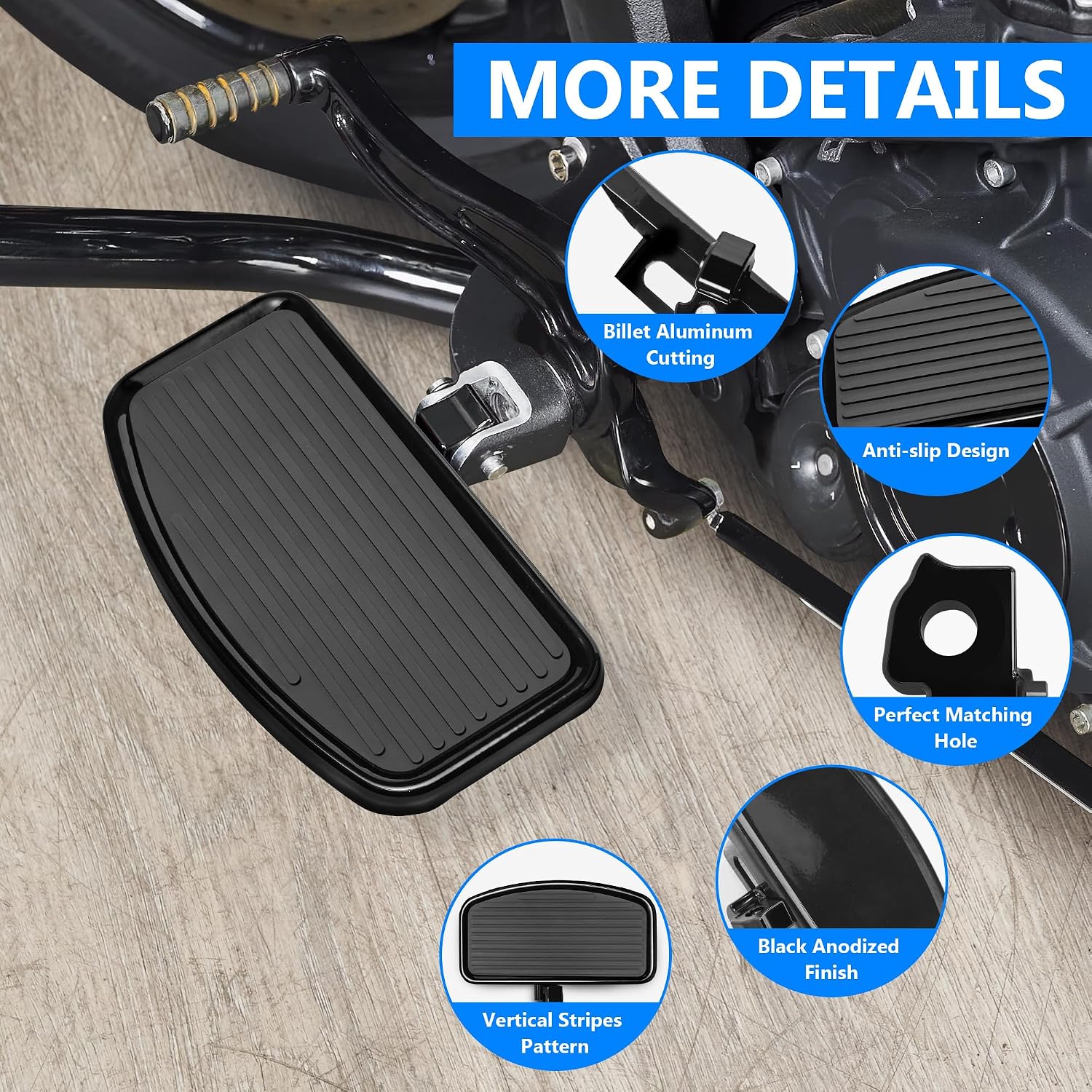 D-shaped Driver Footboards Front Rider Foot Rest Floorboards for Indian Scout Sixty Bobber 2015-2025 Models Foot Pegs Accessories(Black, Stripe A)