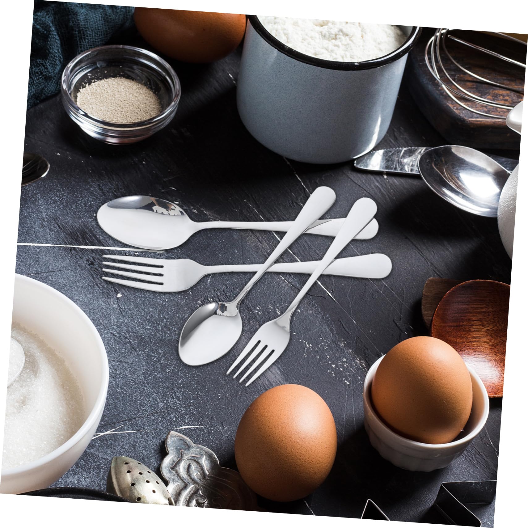 Juego de Cubiertos de Fiesta 20 Piezas de Acero Inoxidable Plata | Uso Versátil Diseño Creativo y Elegante , Agarre Cómodo en Reuniones Familiares y Restaurantes de Hotel