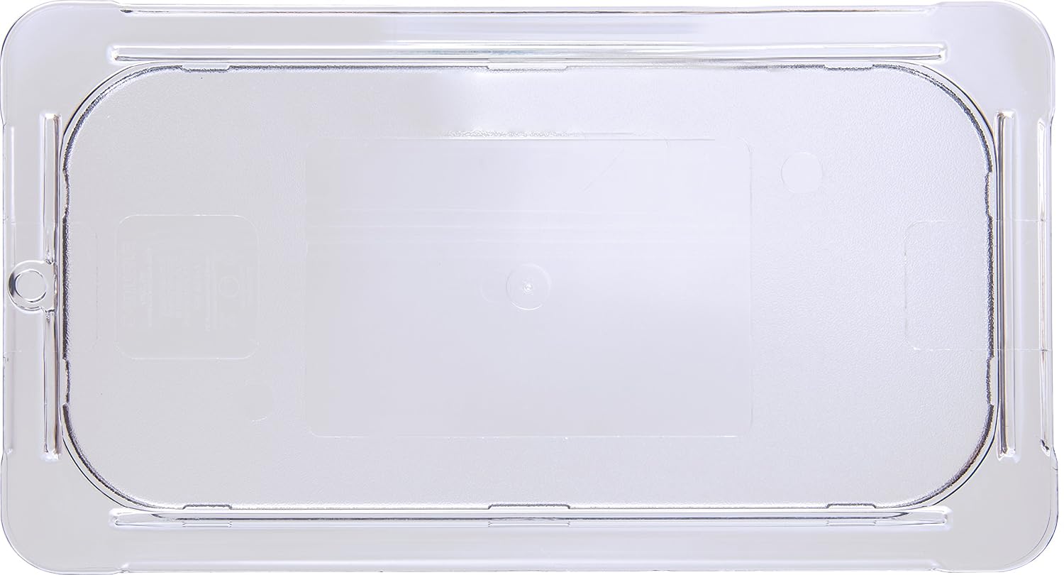 Carlisle FoodService Products StorPlus Flat Lid, Cover for 1/3 Size Food Pans, 12.75" x 7", 1 Count, Clear
