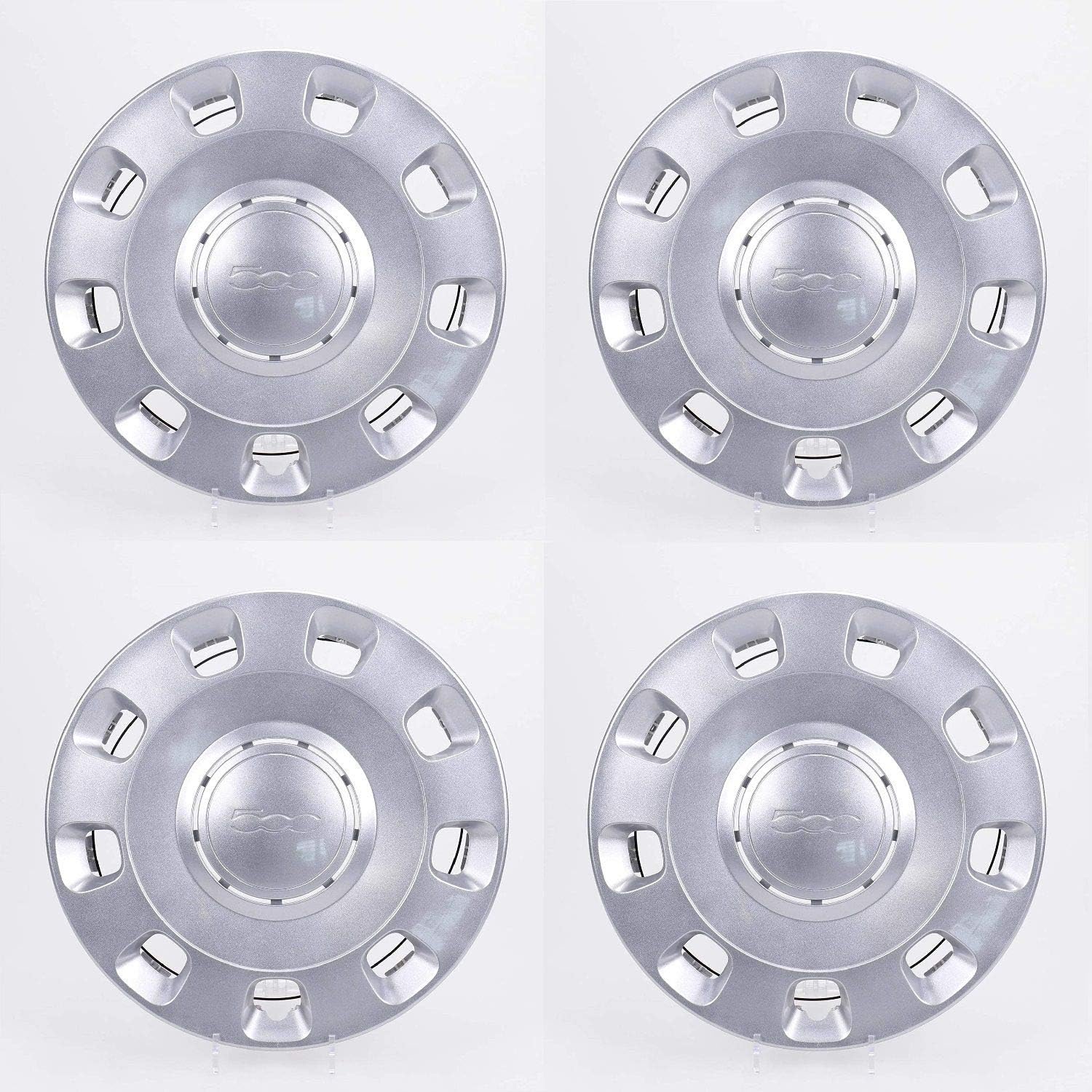 51787644 Set of 4 Genuine Fiat 500 Wheel Trims Silver 14 Inches
