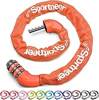 Vista 1 de Sportneer Cerradura de bicicleta: combinación de 5 dígitos, cerradura de cadena de bicicleta antirrobo de alta seguridad - 0.98/1.1/1.2 metros