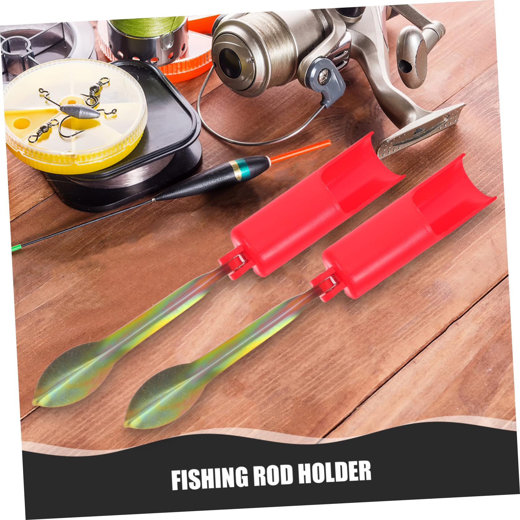 2 Plegables para Caña de Pescar de 32 Cm en Plástico y Metal, Diseño Compacto para Pesca en Hielo y Orilla, Color Rojo, Reduce Fatiga