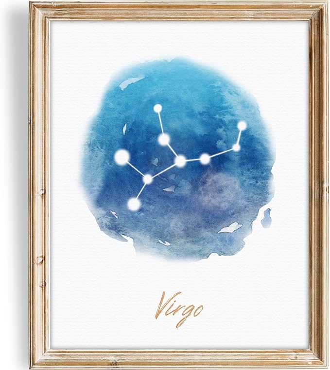 Watercolor Constellation - Virgo - Art Print - Unframed - 8x10 | Elegant and Ethereal Art Prints | Celestial Zodiac Wall Art for Astrology Enthusiasts | Perfect for Bedrooms, Home or Offices