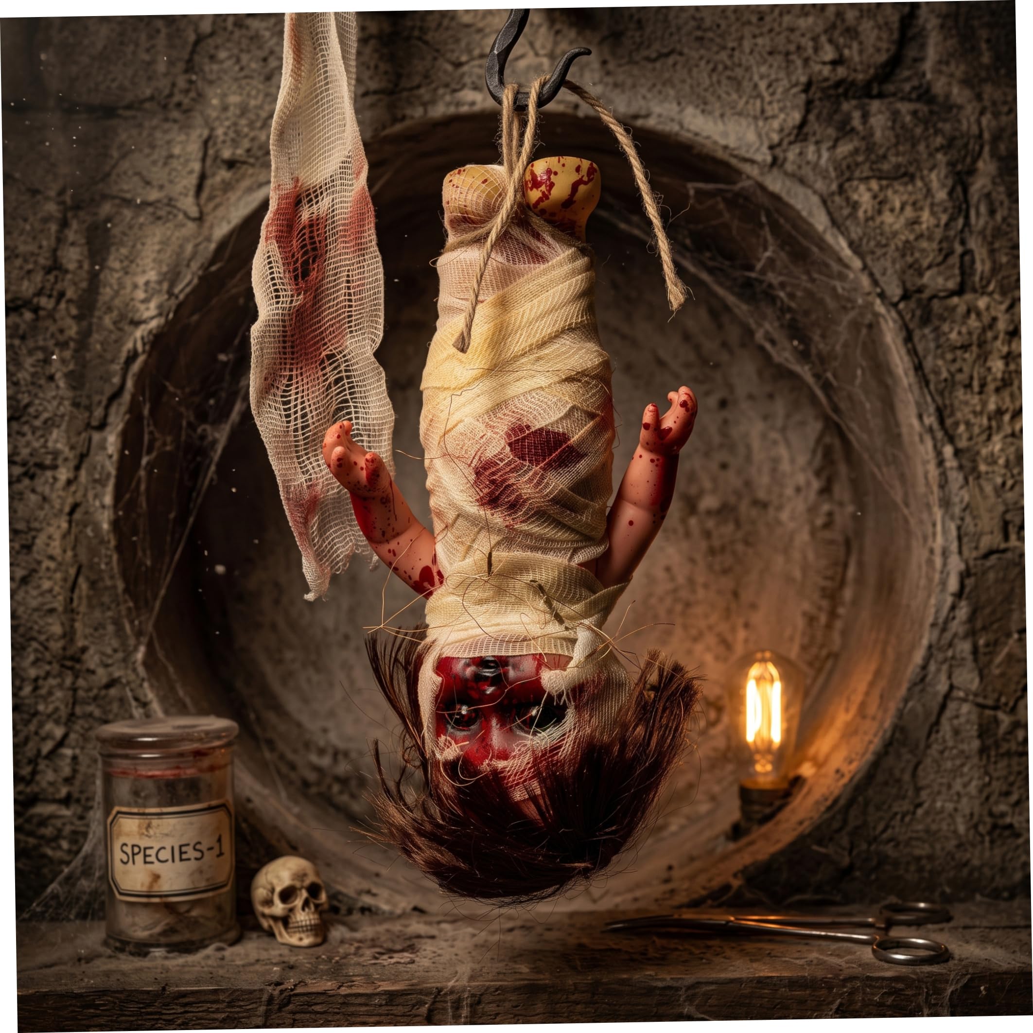 Muñeca Espeluznante, Paquete de 2 muñecas de Halloween con Vendas sangrientas, 9, 6 Pulgadas