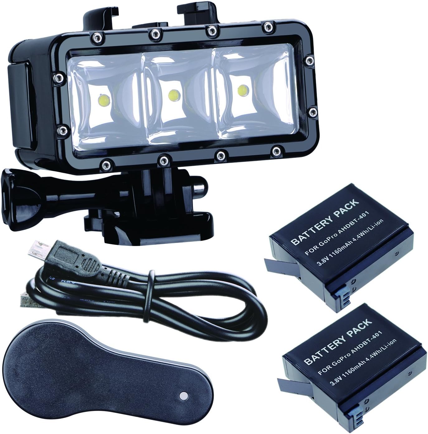 Suptig Waterproof High Power Dimmable Dual Battery Fill Night Diving Underwater Light for Gopro Hero 13, 12, 11/10/9/8/7/6/5/4/3+/3, Akaso, DJI Osmo, Insta 360