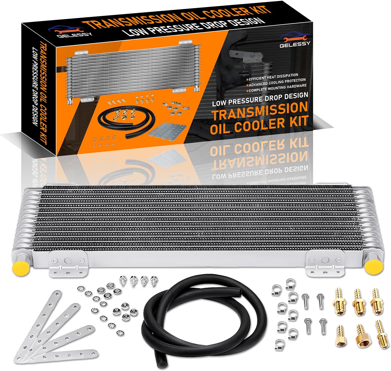 LPD47391 40k Transmission Oil Cooler Kit Compatible with Heavy Duty 40,000 GVW Max, Low Pressure Drop LPD47391 with Mounting Hardware