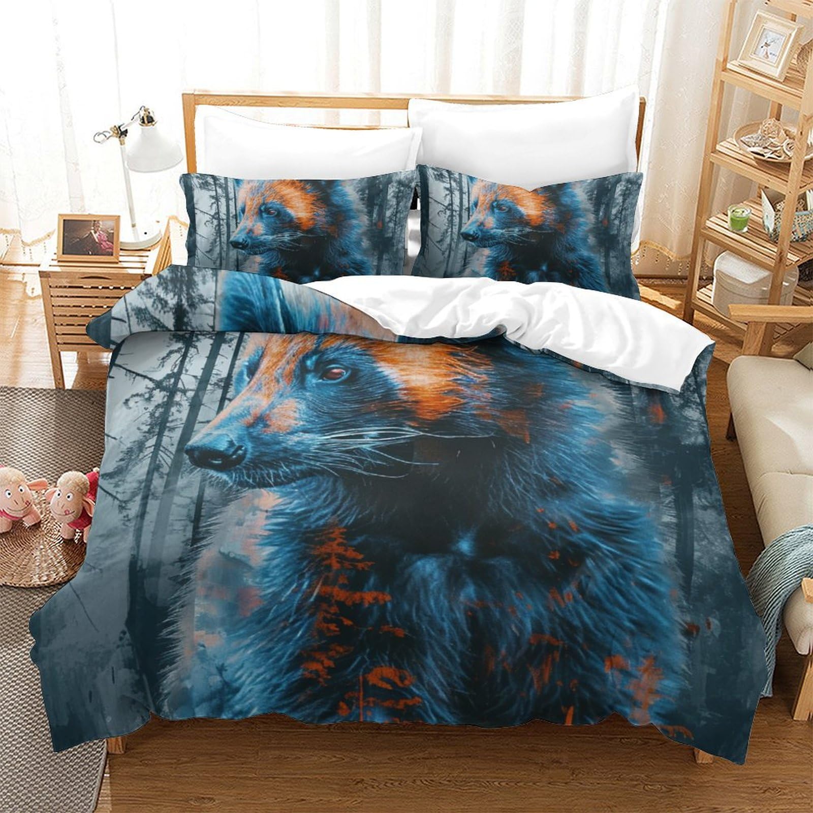 Parure de lit jungle King housse de couette renard microfbre 320x240 cm