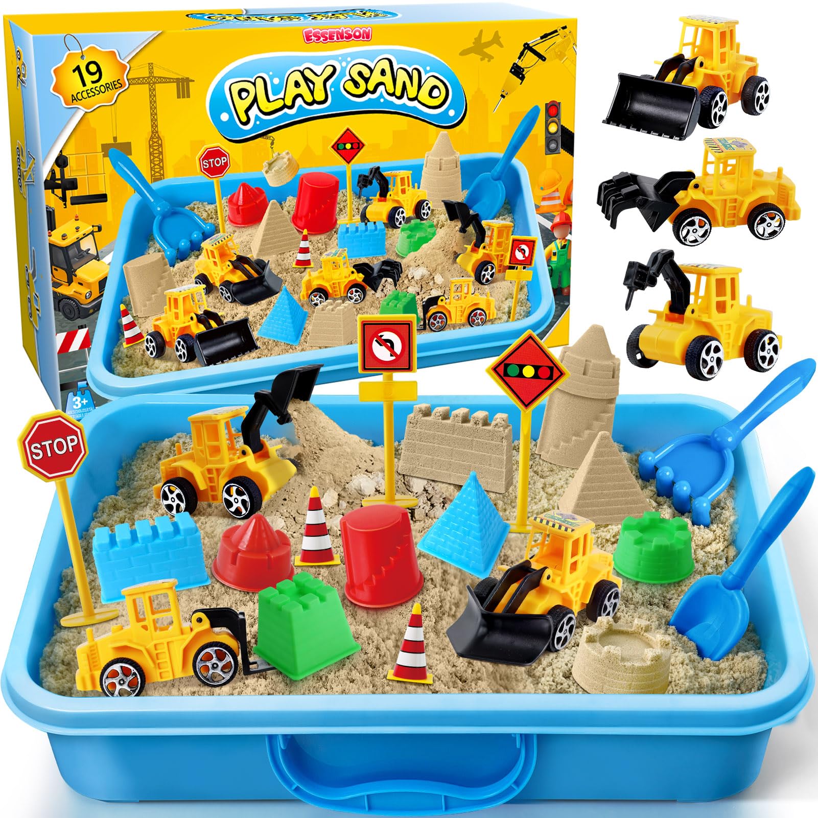 Sensory Bin, Dinosaurs Kit with Sensory Sand, Play Sand Pretend Play Beach Toy, Sandbox for Girls and Boys