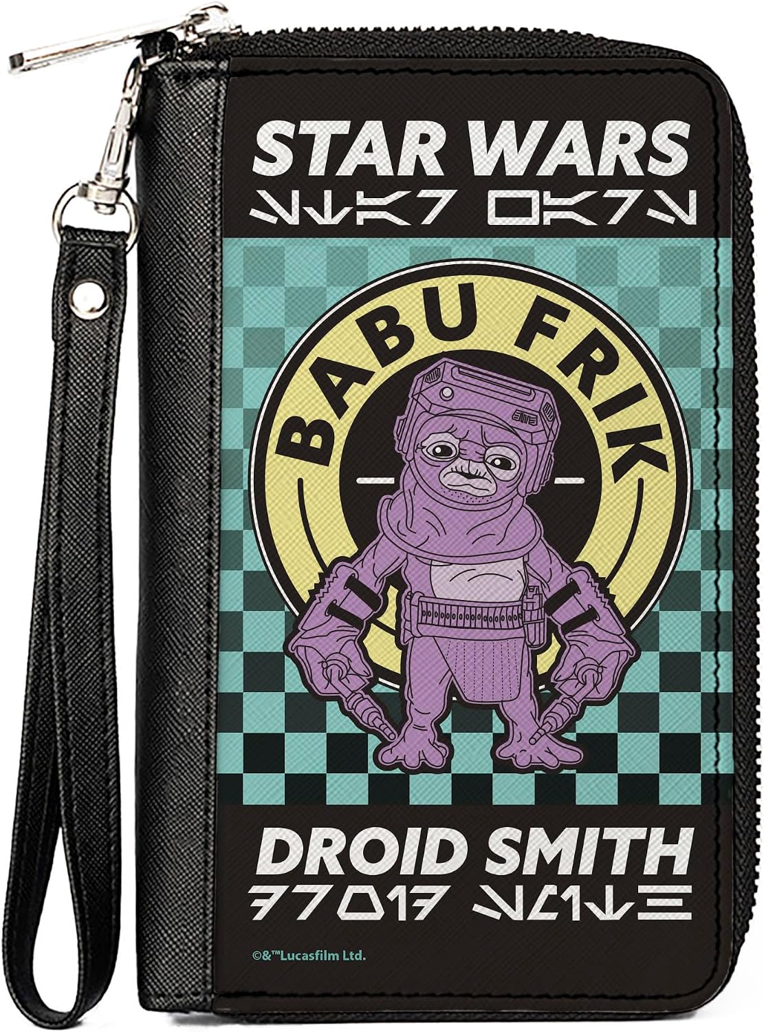 Buckle-Down Women's PU Zip Around Wallet Rectangle-Star Wars Babu Frik, 7.5"x4.5"