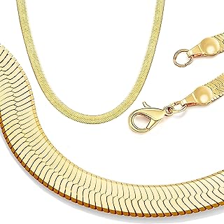 سلسلة على شكل ثعبان للجنسين بتصميم مسطح ومتعرج 3 ملم من الستانلس ستيل المطلي بالذهب 14 قيراط - 45 سم cm هديه عيد الحب فالنتين داي ستانلس بدون أحجار كريمة