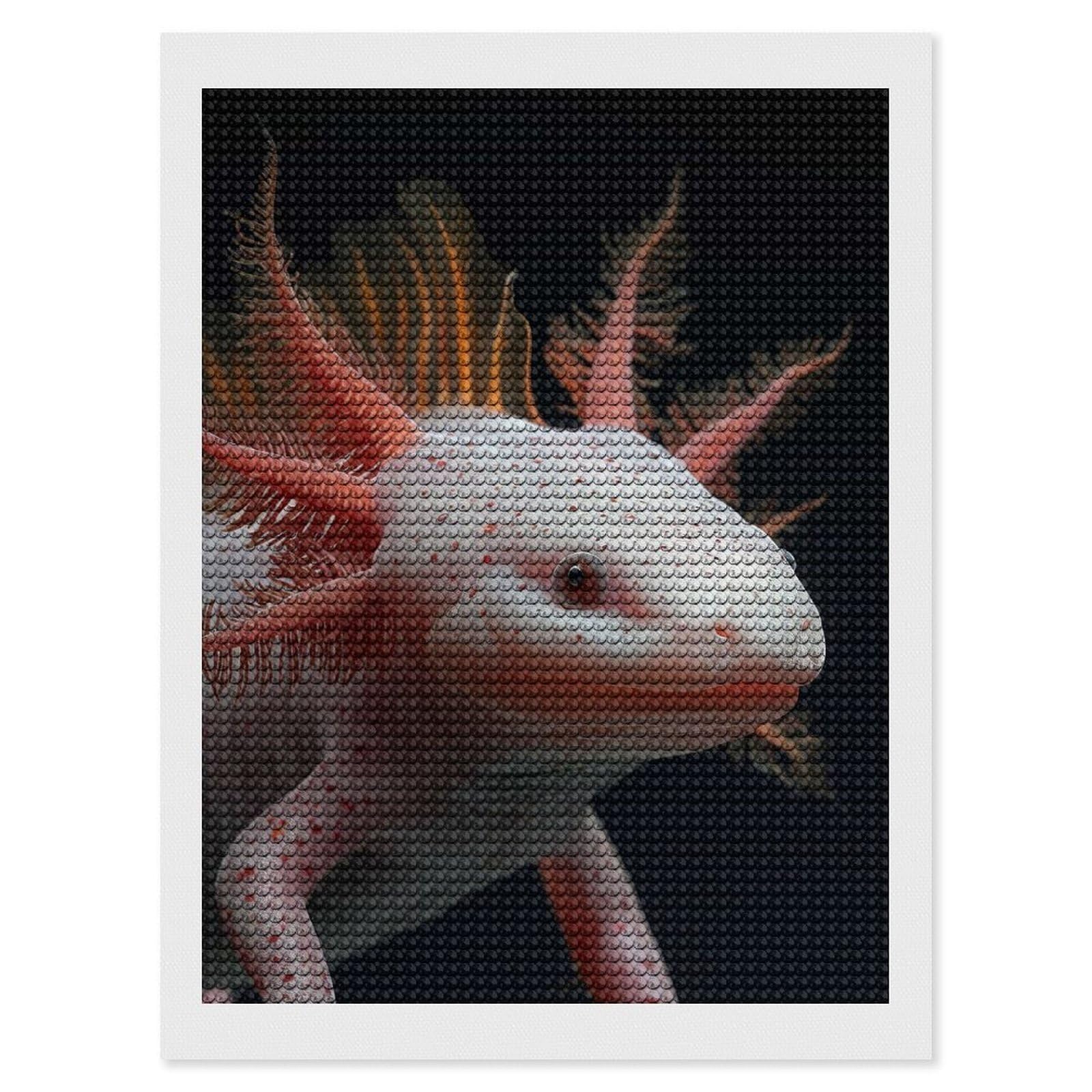 Junmoney Axolotl Diamond Art Canvas 12"x16", Easy Handmade Project, Complete Accessories, Bedroom Decor, Birthday Gift