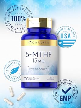 Carlyle L-Methylfolate 15mg | 100 Capsules | High Potency 5-MTHF