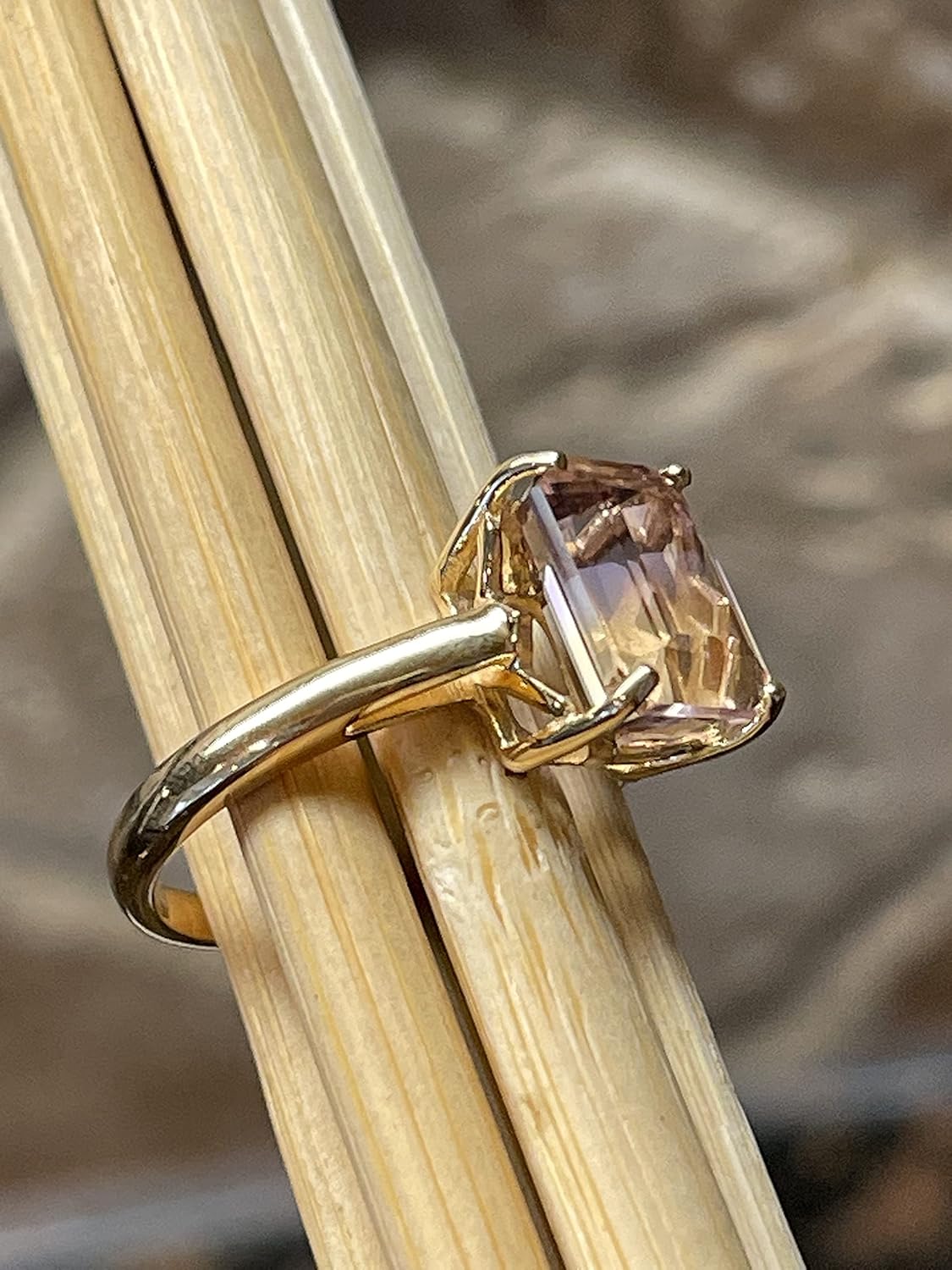 Genuine 2ct Ametrine 14k Gold Over Silver Engagement Ring Size 6, 7, 8 - Image 4