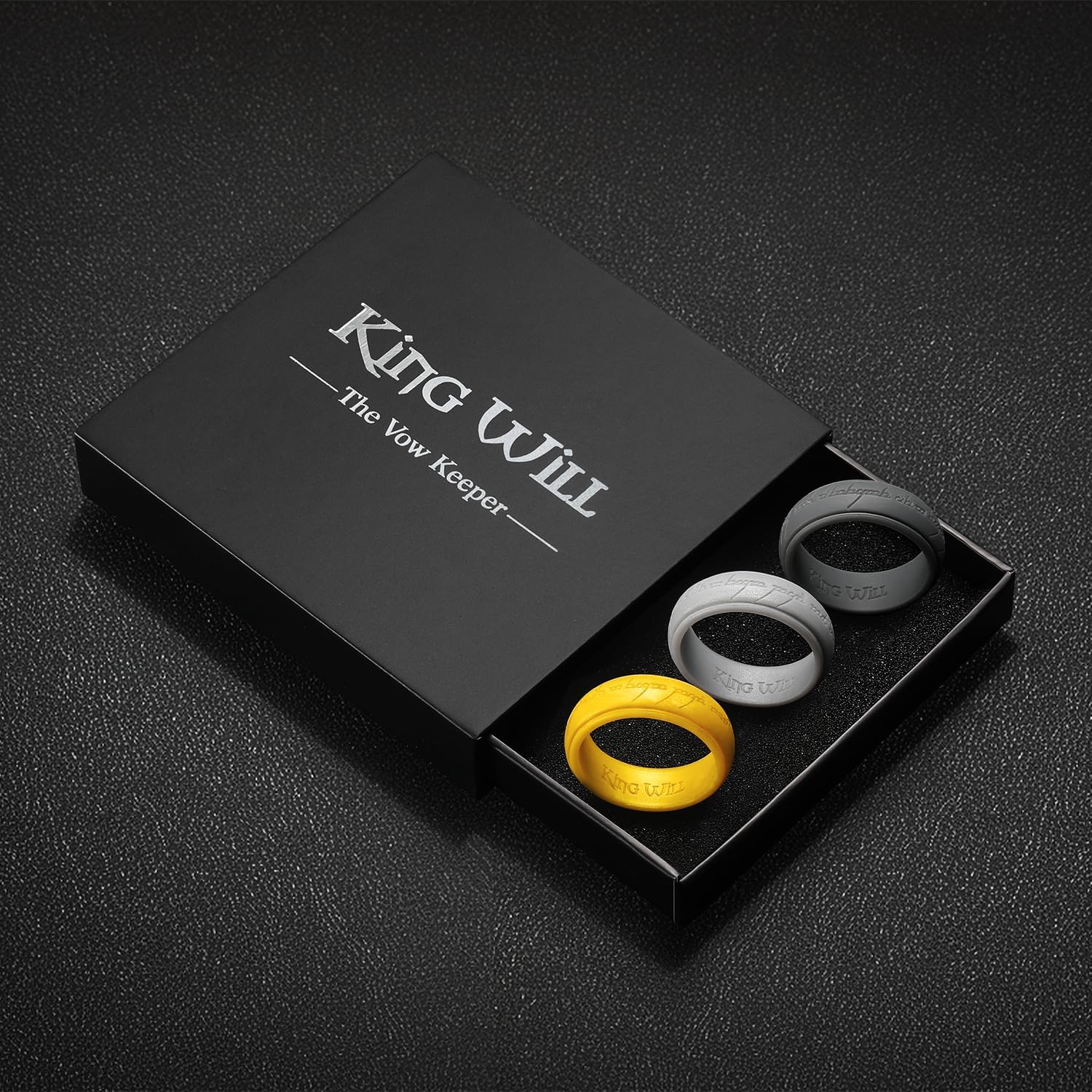 King Will Silicone Wedding Band for Men-8mm Width, Breathable Rubber Wedding Ring with Unique Pattern Design Comfort Fit