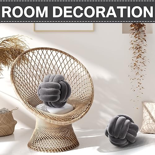 Miniatura 6 de 2 almohadas redondas de nudo suave almohadas decorativas estéticas de juguete de peluche para niños decoración de habitación almohadas de felpa