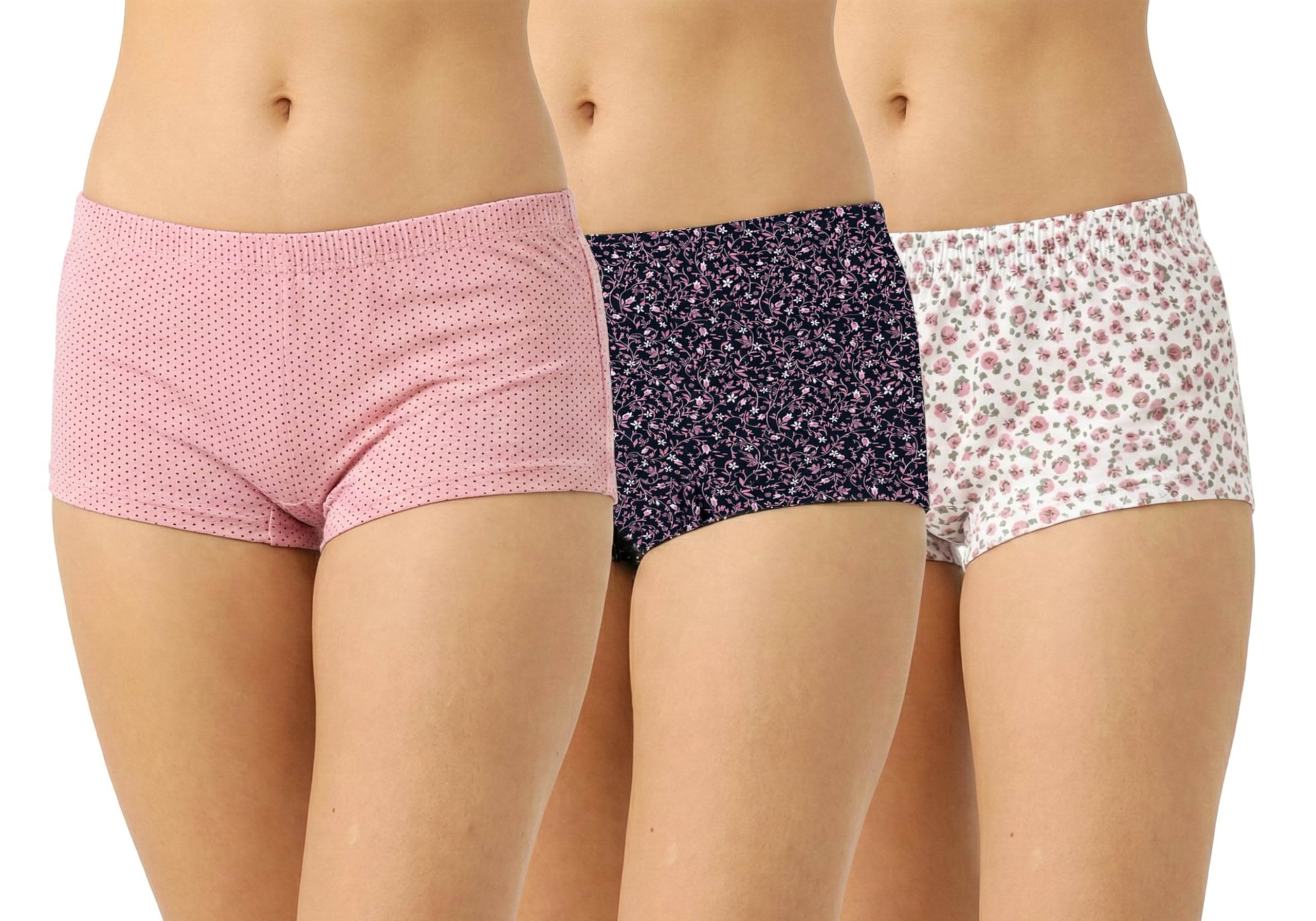 Women’s Boy Shorts Panty Pack of 3 | Cotton Lycra Stretchable Innerwear | Soft, Breathable & Full Coverage Boyshorts for Women-image-22