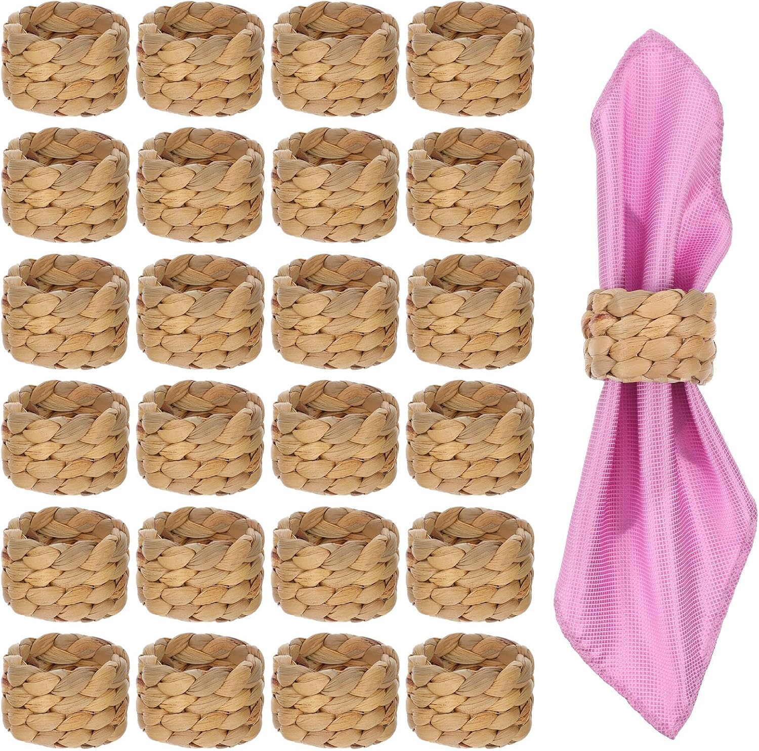 24 Pcs Farmhouse Napkin Rings, Handmade Woven Napkin Rings, Spring Table Decorations, Summer Napkins Ring, Holiday, Thanksgiving, Christmas, Easter