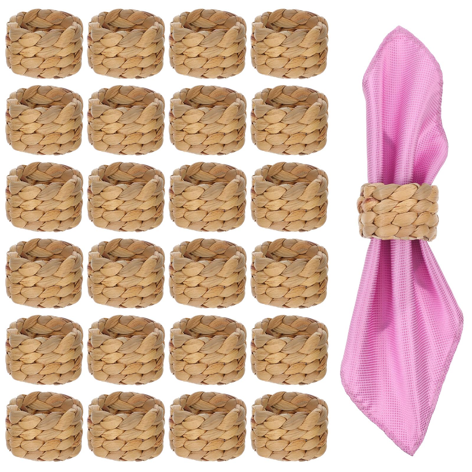 Lot de 24 ronds de serviette tissés à la main, décorations de table de printemps, serviettes d'été, vacances, Thanksgiving, Noël, Pâques